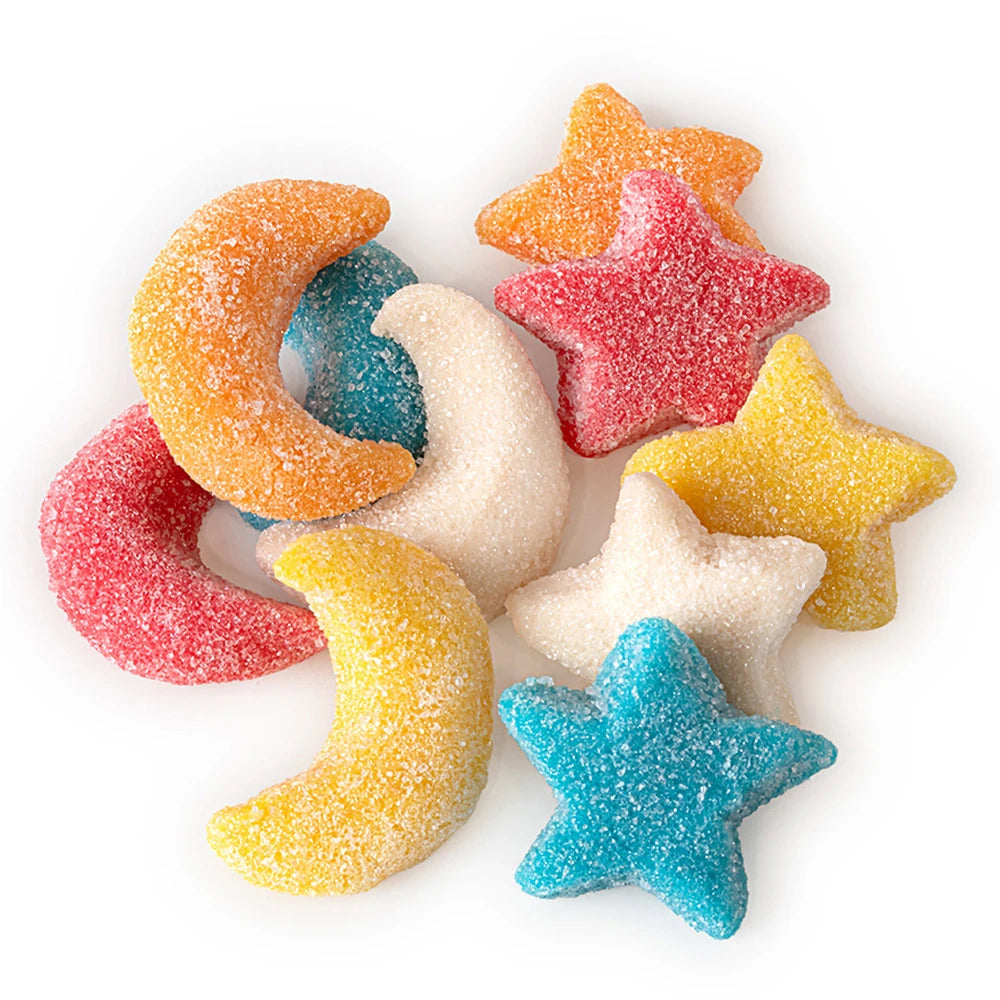 Gummy Sour Glitter Moon & Stars 12 oz