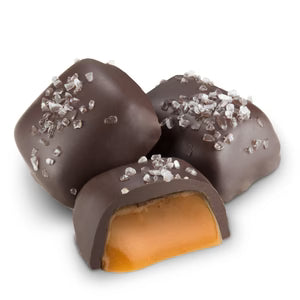Dark Choc Sea Salt Caramels Square 9 oz